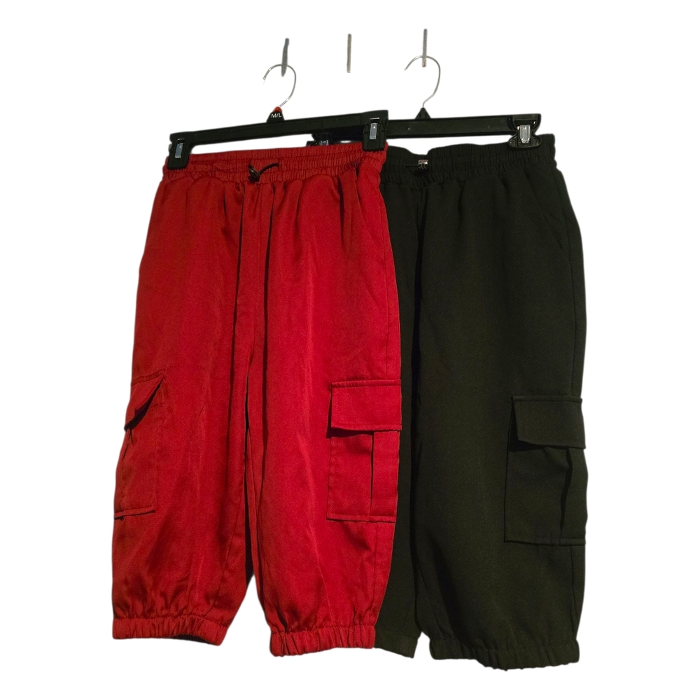 Red and Black Cargo Capri Set